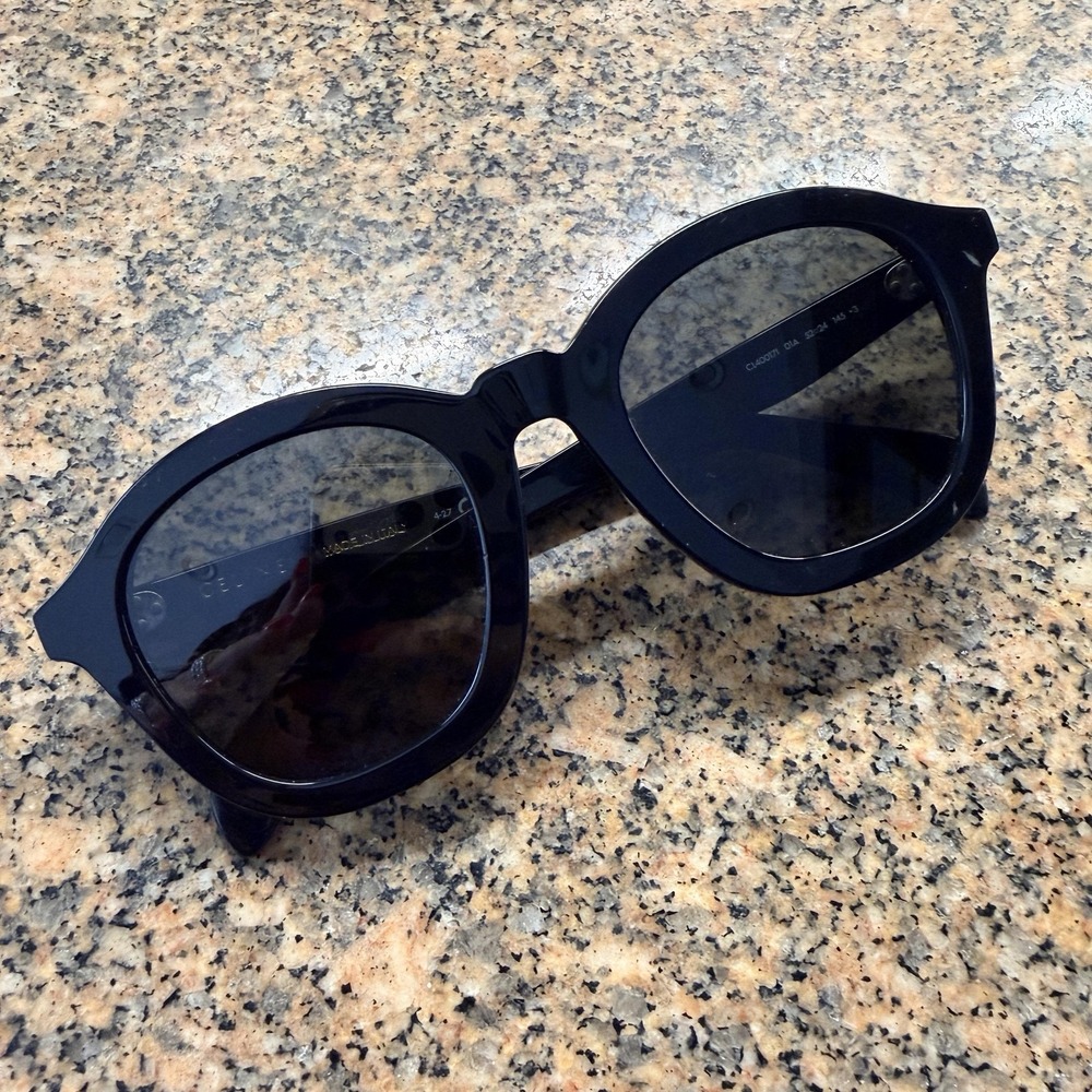 Celine Sunglasses Womens Black Round Oversized Gray Lens Made Italy CL40017I